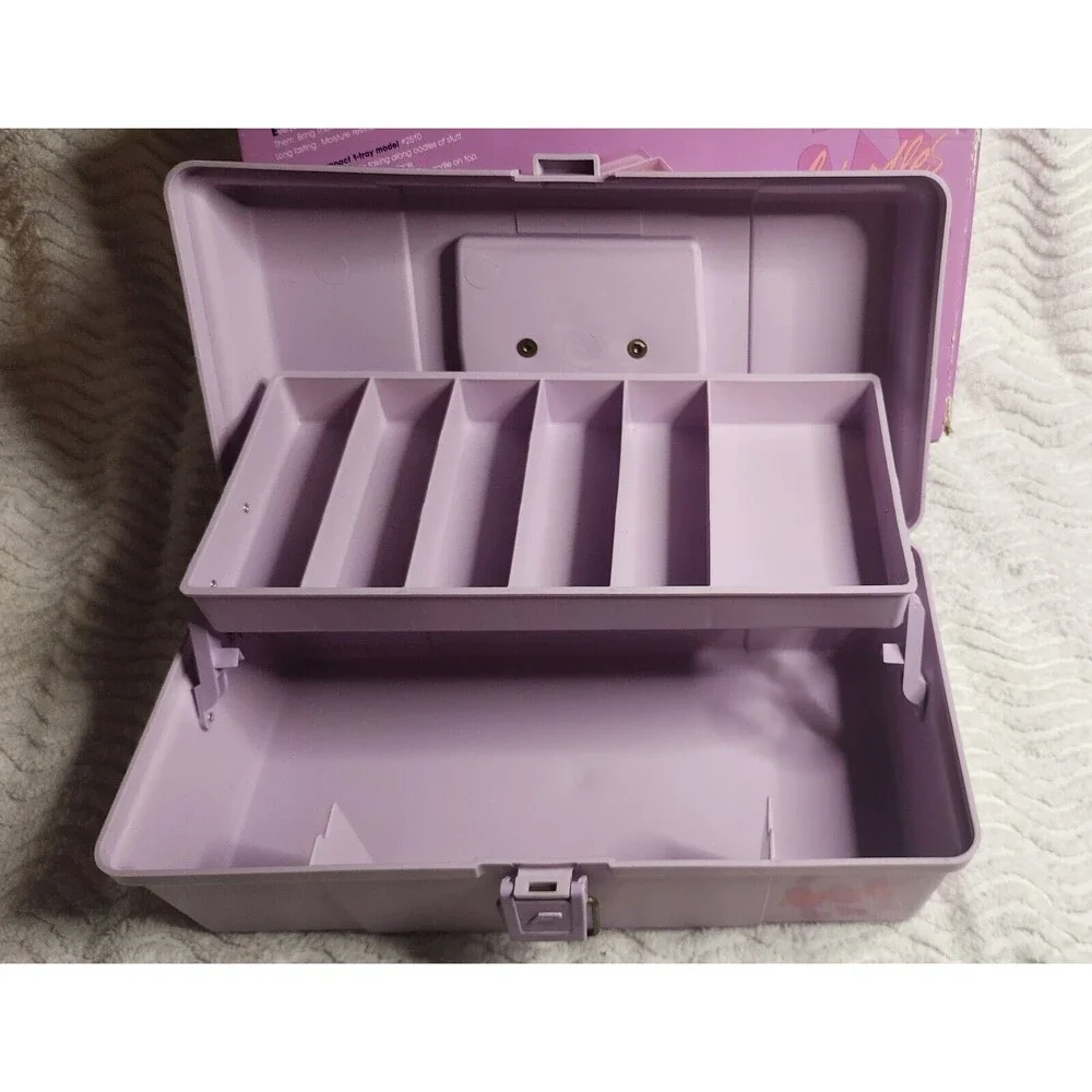 RareNIB Vintage 80s CABOODLES MakeUpCosmeticStorage PURPLE w/Tray &Orig BOX Vhtf